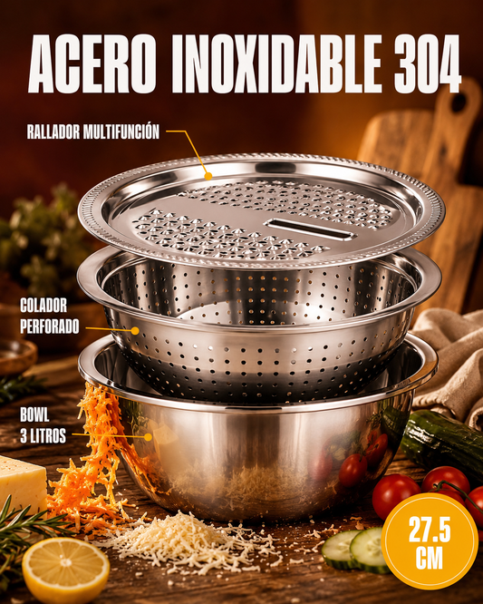 Rayador 3 en 1 (Rayador + Colador + Bowl)